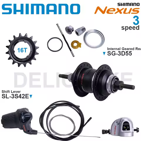 SHIMANO NEXUS 3-speed Internal Geared Hub SG-3D55 Shift Lever SL-3S42E SM-BC06 and 16T Single Sprock