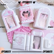 OPTIMISTI8E Photocard Binder Album, 3 Inch PP Mini Photo Album, High Quality Sweet 32 Pockets Kpop P
