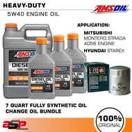 AMSOIL 5W-40 Heavy-Duty Turbo Truck Fully 100% Synthetic Diesel Oil 7 Quarts Change oil for Mitusbis