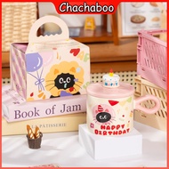 Cute Cat Mug with Lid Birthday Gift Ceramic Cup Aesthetic Coffee Mug Tumbler for Women 可爱杯子