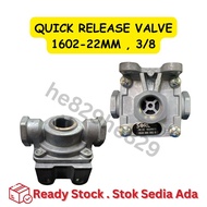 QUICK RELEASE VALVE 1602/ BRAKE VALVE TRAILER/ BUNYI BREK ANAK GAJAH = 22MM , 3/8"