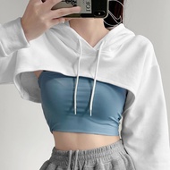 PURPOSE - Women's Long Bolero White Hoodie, Trendy Style