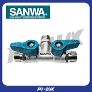 SANWA มินิบอลวาล์ว 3 ทาง 2 วาล์ว (ผผผ) 1/2 นิ้ว รุ่น BV15 3W2V B100