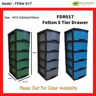 Felton FDR017 5 Tiers Drawer W33.5 x D43 x H104cm(available:blue,green,dark brown)
