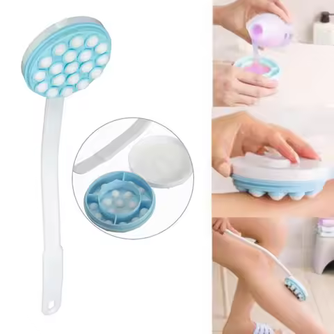 Lotion Oil Cream Applicator Shower Brush Long Handled Head Body Leg Back Bath Brush Scrub Massager S