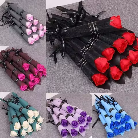 5/10/20 Pcs Red Rose Bouquet Artificial Flower Eternal Rose Valentine's Day Teacher's Day Mother's D