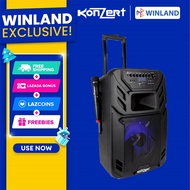 Konzert by Winland PA-12 12" 400W Powered Portable Rechargeable Trolley Speaker With 2 Wireless Micr