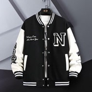 KATUN BIG SIZE VARSITY JACKET HOODIE ZIPPER BASEBALL JACKET MEN WOMEN JUMBO (S-7XL) INITIAL LOGO N J
