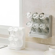 4/6 Grids Home Plastic Drain Cup Holder Wall-Mounted Storage Rack Water Cup Dring Rack Glass Shelf Kitchen Storage Tools Racks Holders