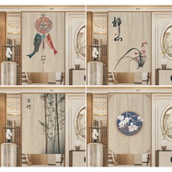 Chinese Style Door Curtain Partition Curtain Perforation-Free Kitchen Cloth Curtain Entry Half Curtain
