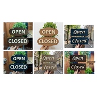 OPEN double-sided wooden door hanging board & CLOSED Shop decor with sharp, vivid laser engraving - 