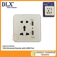 DLX 13A D992U-W (WHITE) Universal Power Socket with 2 USB Port / Multi Socket