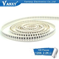 100pcs 1206 SMD Resistor 1% 2.2K ohm chip resistor 0.25W 1/4W 2K2 222