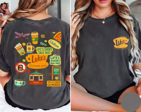 Vintage Gilmore Girls "Luke's Diner" Stars Hollow T-Shirt Cotton Graphic Tee Men Women Summer Street