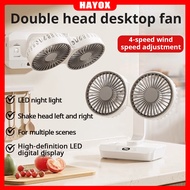 Double Headed Desktop Fan 270° Automatic Rotation Table Fan Portable Rechargeable Wireless Ceiling F