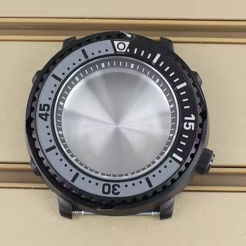 PVD Black 43mm Water Resistance Watch Case 316L Steel Case For Mod Tuna Canned Seiko NH35 NH36 NH34/