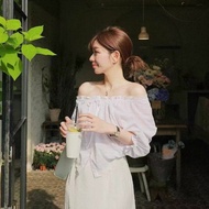 正韓 Copiner 漂亮歐膩家 一字肩溫柔甜美兩穿罩衫 一字肩上衣 東大門代購