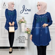 atasan midi dress denim jeans bordir jira