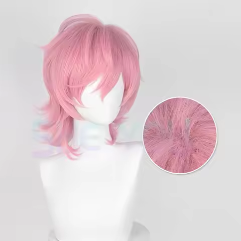 Anime Ayato Yuri Cosplay 40cm Short Pink Heat Resistant Synthetic Hair Halloween Party Wigs + Wig Ca