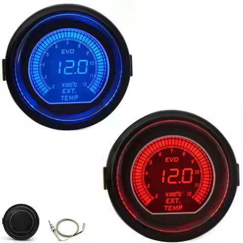52mm EVO Exhaust Gas Temperature Gauge Red&Blue Dual Led Display With Sensor