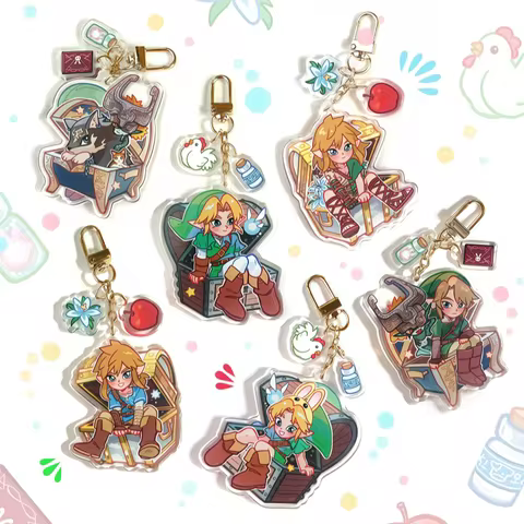 The Legend Link Treasure Chest Acrylic Keychain Cute Chibi Wolf Link Midna Bag Charm Game Merch Pend