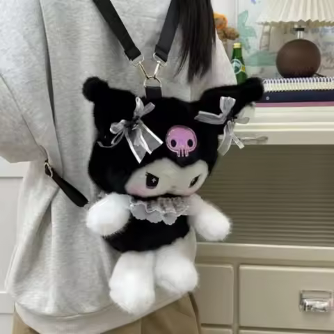 New Cute Cartoon Kuromi My Melody Plush Backpack Lolita Subculture Super Cute Accessories Bag To Sen