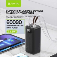 BAVIN PC033 60000mAh Powerbank PD 22.5W Fast Charging High Power Power bank w/ Built-in Flashlight not REMAX