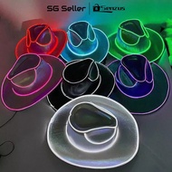 【SG】Disco Luminous LED Bride Cowgirl Hat Glowing Light Bar Cap Bachelorette Party Supplies Neon West