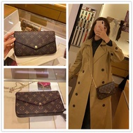 sling bag❈Counter purchase LV/Louis Vuitton handbags POCHETTE FELICIE three-in-one chain bag M61276