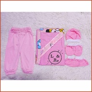 NEWBORN}G;SET>b&(Pajama,Hood[Ni,pranela!J,receiving!g,Blanket!D,and!w,Bonet!P,set)