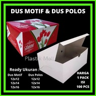 100pcs Dus Kotak Box Kardus Snack Kue Polos Motif 12X12 12X14 12X16