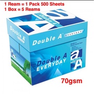 【A4 Paper 1 Box】Double A Everyday 70gsm A4 Paper 5 x 500 sheets