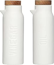 Santa Barbara Design Studio Oil and Vinegar Set Face to Face Designs Ceramic Dispensers, 2-Bottles, White