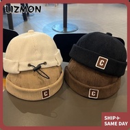 LIZMON Brimless Hat, C Letter Solid Color Kids Docker Cap, Vintage Warm Fabric Adjustable Design Cor