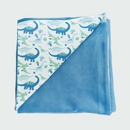 Deux Filles有機棉嬰兒棉絨毯 - 藍綠恐龍
