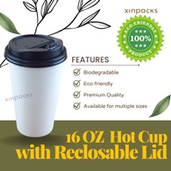 16oz Paper Single Wall Cup with Reclosable Lid