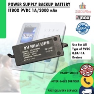 iTBOX 9VDC 1A/2000 mAh Power Supply Backup Battery Mini UPS TM-UPS900 | For 9VDC Fingerprint Attenda