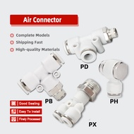 PB/PD/PX/PH 3 way pneumatic air connector Hose Adapter Male thread Quick Joint Push In Fittings
