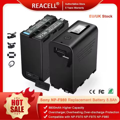 REACELL 2Pack NP-F970 Battery for Sony NP-F Battery NP-F970 NP-F975 NP-F980 NP-F960 NP-F770 NP-F750