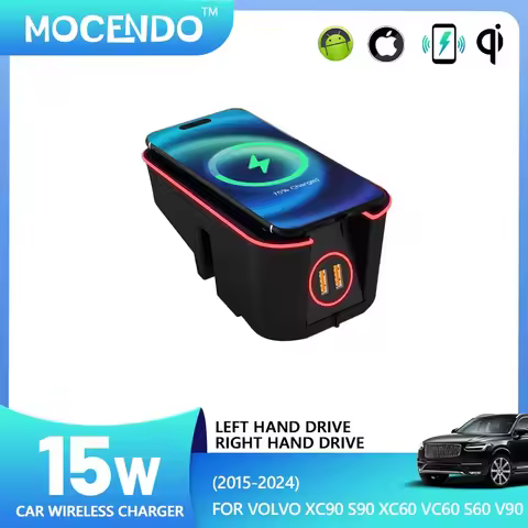 For Volvo XC90 S90 XC60 VC60 S60 V90 2015-2024 RHD and LHD Car 15W Wireless Charging akcesoria do sa