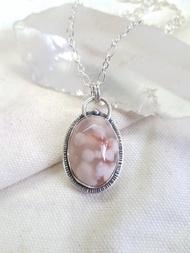 |櫻花開| 櫻花瑪瑙。純銀項鍊