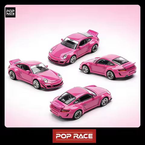 POP RACE PR640202 1:64 Porsche 911 997 RWB Widebody Pink Limited Edition Diecast Model Car In Stock 