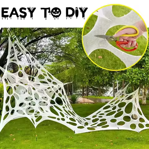Giant Halloween Spi-der Web Stretchy Beef Netting Halloween Spi-der Web Outdoor Decoration Cut-Your-