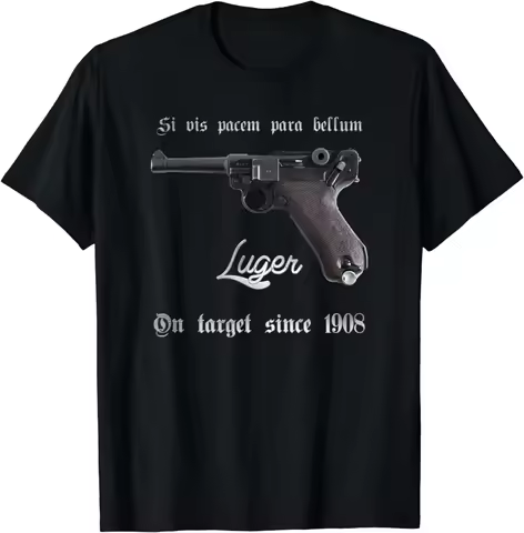German Mauser P08 9mm Luger Pistol T-Shirt 100% Cotton O-Neck Summer Short Sleeve Casual Mens T-shir
