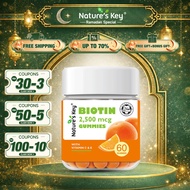 Nature's Key Biotin 2500mcg Gummies Vitamins C and E Vegan Formula Orange Flavor 60 Count