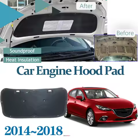 for Mazda3 2015 Accessories Mazda 3 2014~2018 Car Engine Hood Sound Sound Insulation Pads Flame Reta