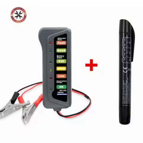 12V Digital Battery Alternator Tester with 6 LED Lights Display Battery Testers with Brake Fluid Tes