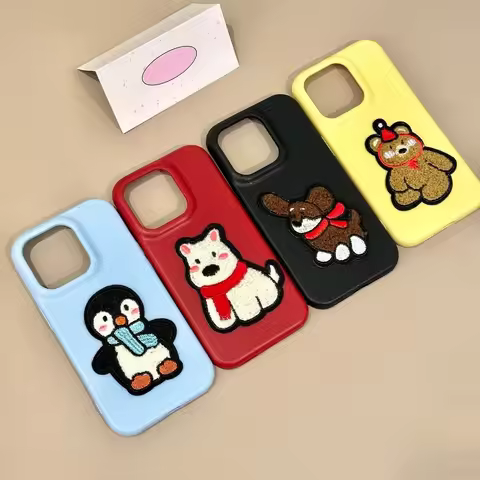 Cute Embroidery Puppy PU Leather Phone Case For OPPO Reno 15C 15 14 13 11 9 8 Pro 7 Lite 8Z 7Z 6 5 4