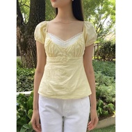 Brandy Melville Blair Striped Top Butter Yellow