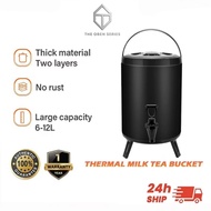 【Ready Stock】Stainless Steel Thermos Milk Tea Bucket | 6L-12L with Faucet | Water Jug for Hot & Cold